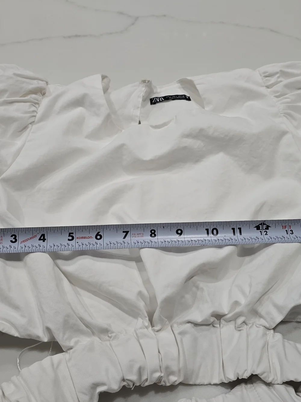 Zara White Cotton Puff Sleeve Crop Top Cutout Open Back Size L